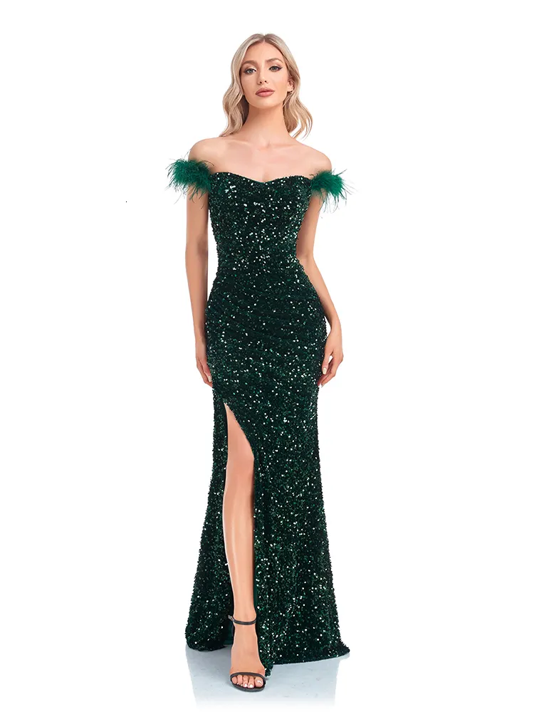 Runway Dresses Lucyinlove Elegant Evening Dresses Green Sequin Sexy Split Party Backless Women Long luxurious Gown Formal Dress Cocktail 230210