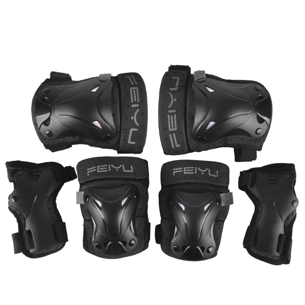 Coudières Genouillères 6Pcsset Équipement de protection Casque de patinage Genouillères Coudières Poignet Protège-mains pour enfants Adulte Vélo Roller Escalade 230210