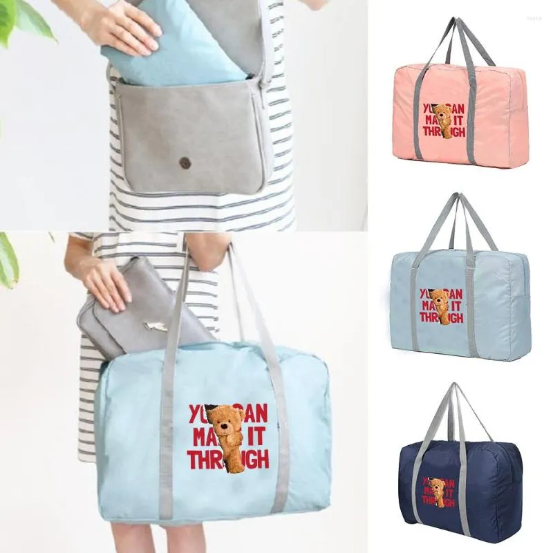 Plunjezakken opvouwbare reisorganisator dames handtassen mannen bagage tote unisex kleding opbergzak beren patroon duffel