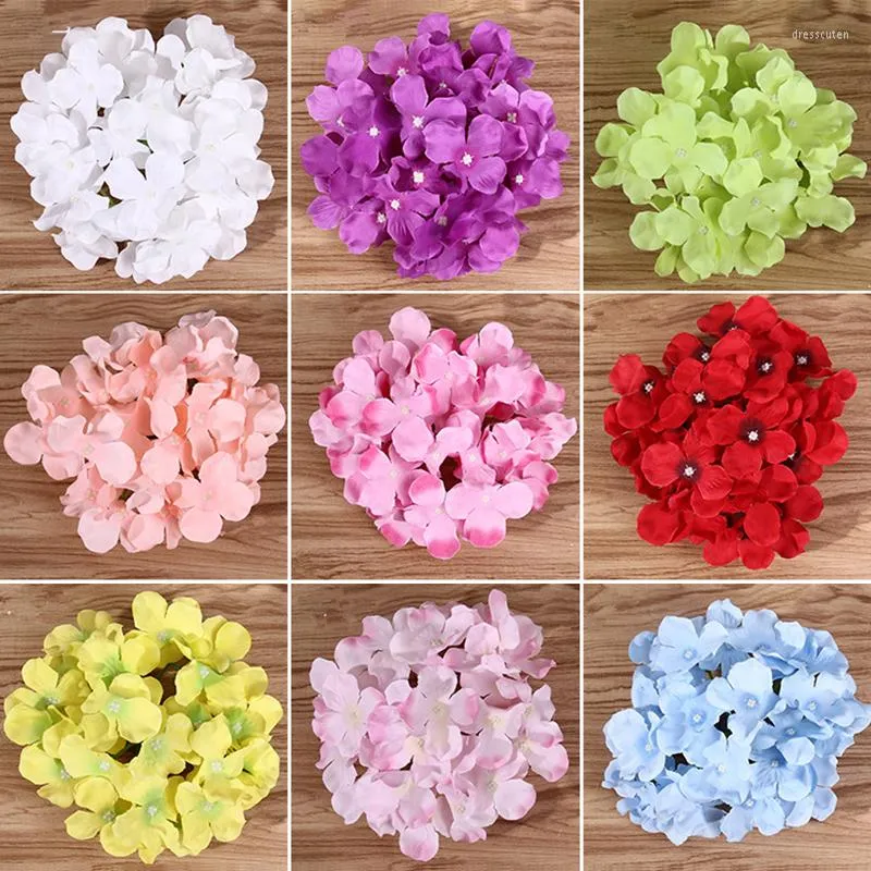 Decorative Flowers 10pcs 16cm Artificial Silk Hydrangea Dry Flower Wedding Arch Background Wall Decoration DIY