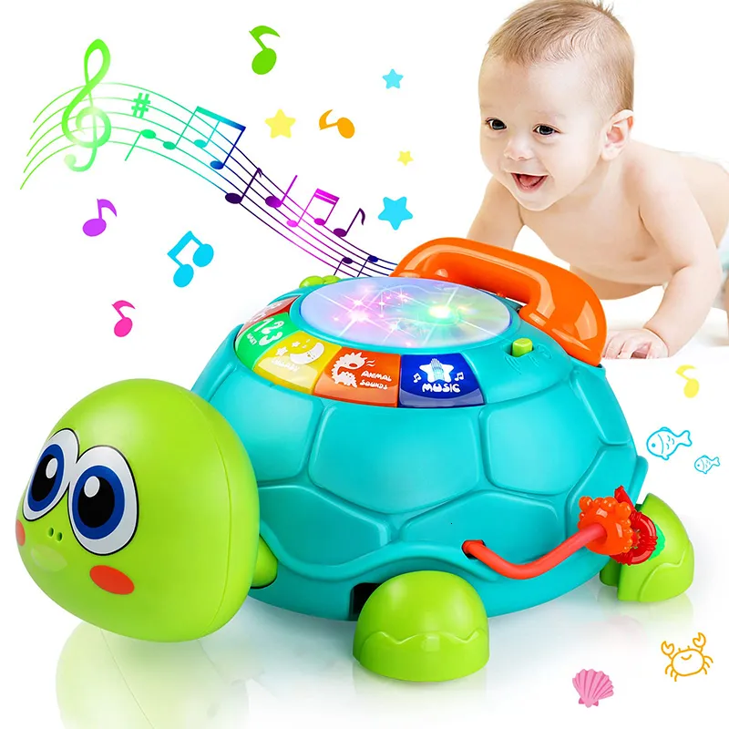 Other Toys Musical Turtle 0 6 12 Months Lights Baby Sounds For Girl Boy Montessori Early Educational for Toddler Gifts 230209