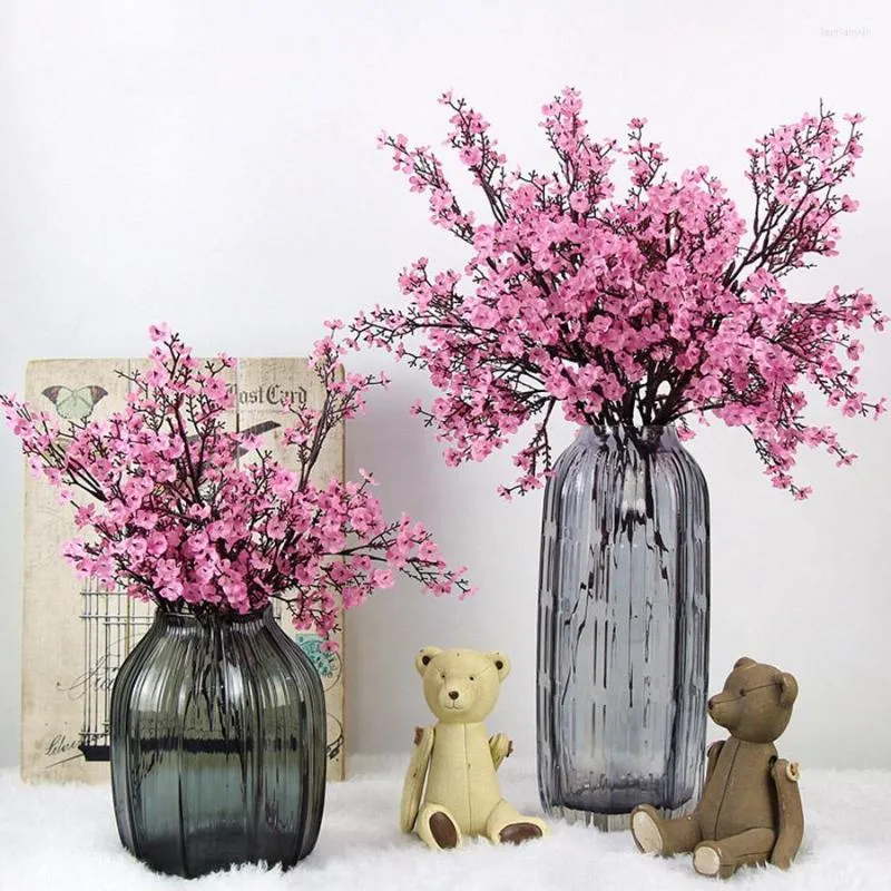 Dekorativa blommor Cherry Blossoms Artificial Baby's Breath Gypsophila Fake Diy Wedding Decoration Home Bouquet Faux Branch