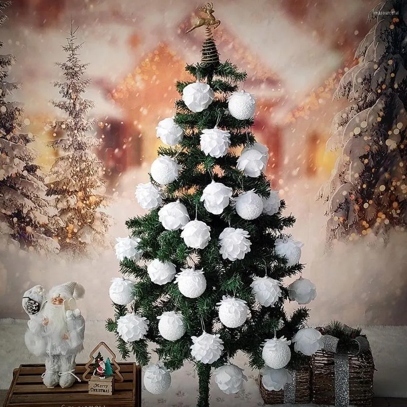 Decorazione del partito 1/3Pcs 8cm Fiore bianco Palla di Natale Albero di Natale Ciondolo appeso per la casa 2023 anni Schiuma Neve Balll