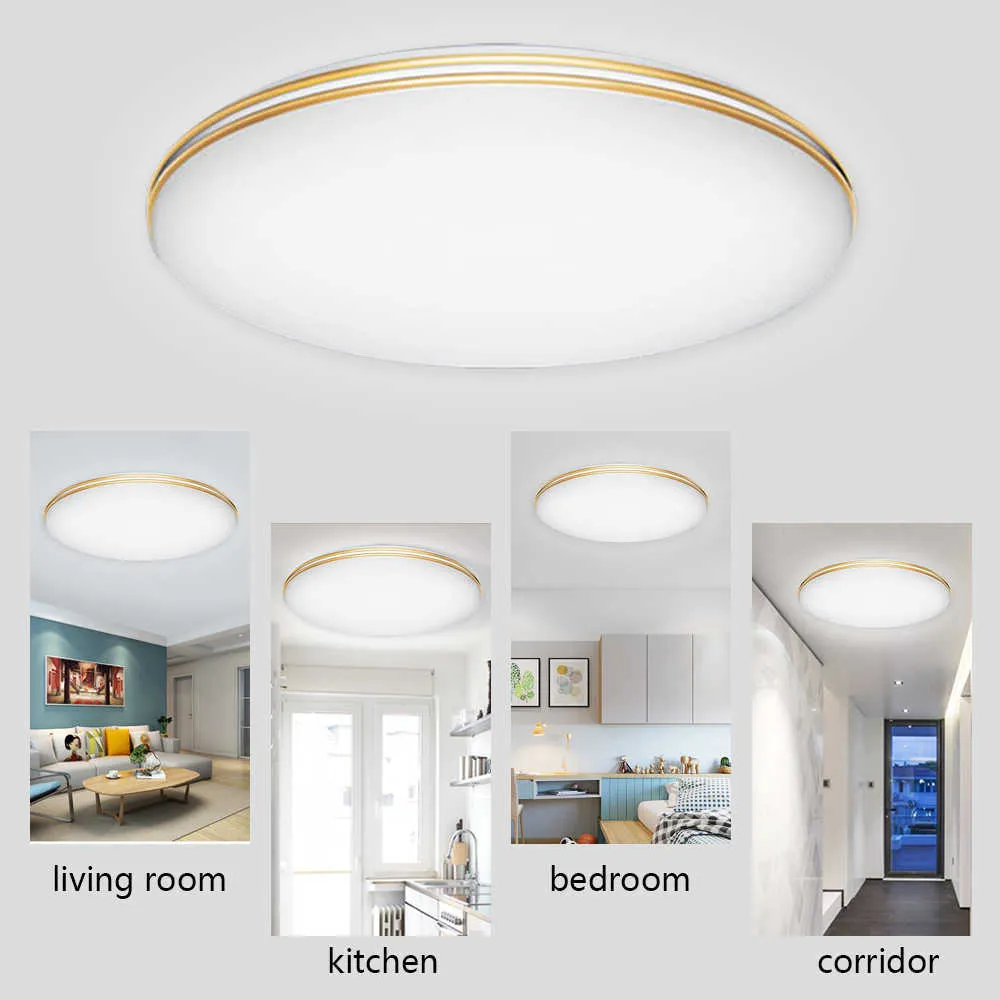 Luces LED Lámpara de luz 48W 3 colores Iluminación Cocina Dormitorio Baño Superficie Lámpara de techo Decoración para el hogar 0209