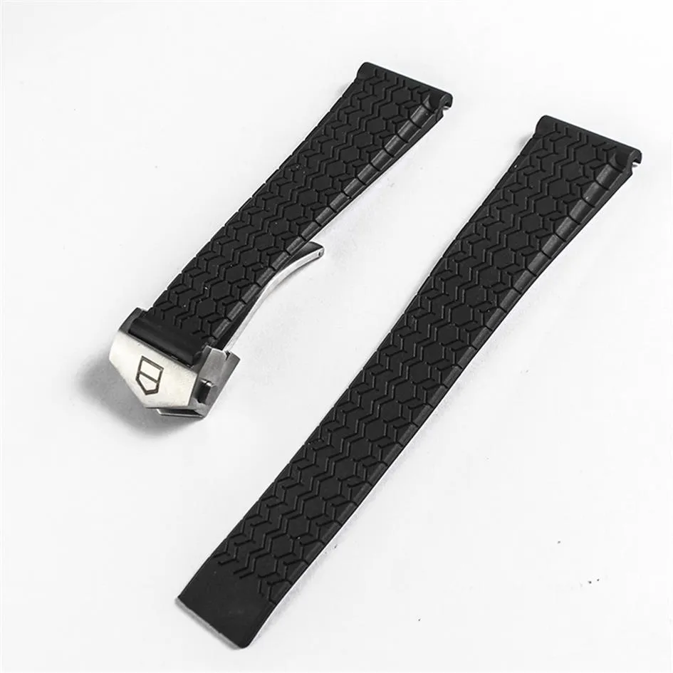 Watch Band Watch Bands 22mm Watchbands Black Diving Silicone Rubber Watch Band Strap Black Watchbands for TAG286j