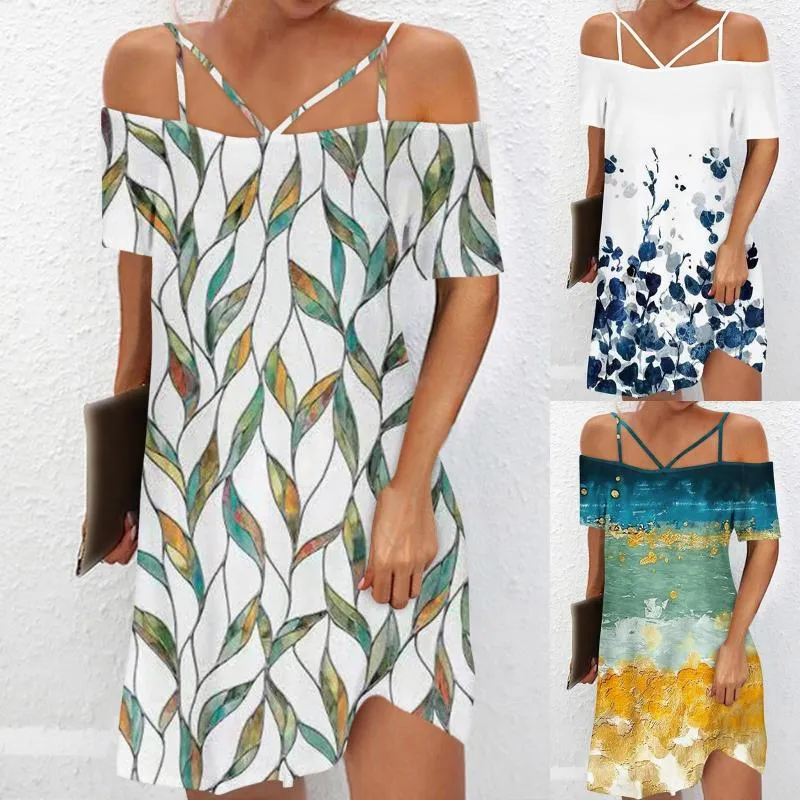 Casual Dresses Dress for Women Fashion Sexs Off Shoulder Straps Printed Midi Ladies Maxi