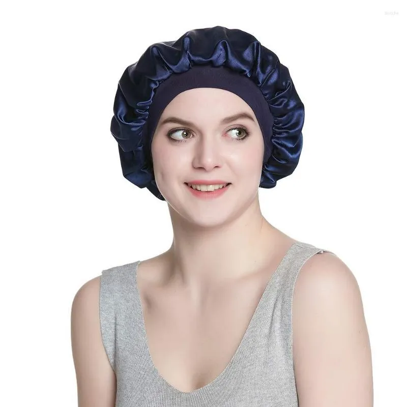 BERETS KVINNA SILKKY SATIN Sleep Cap Fashion Nightcap Head Cover Turbans For Chemo Caps With Premium Elastic Band Bonnet