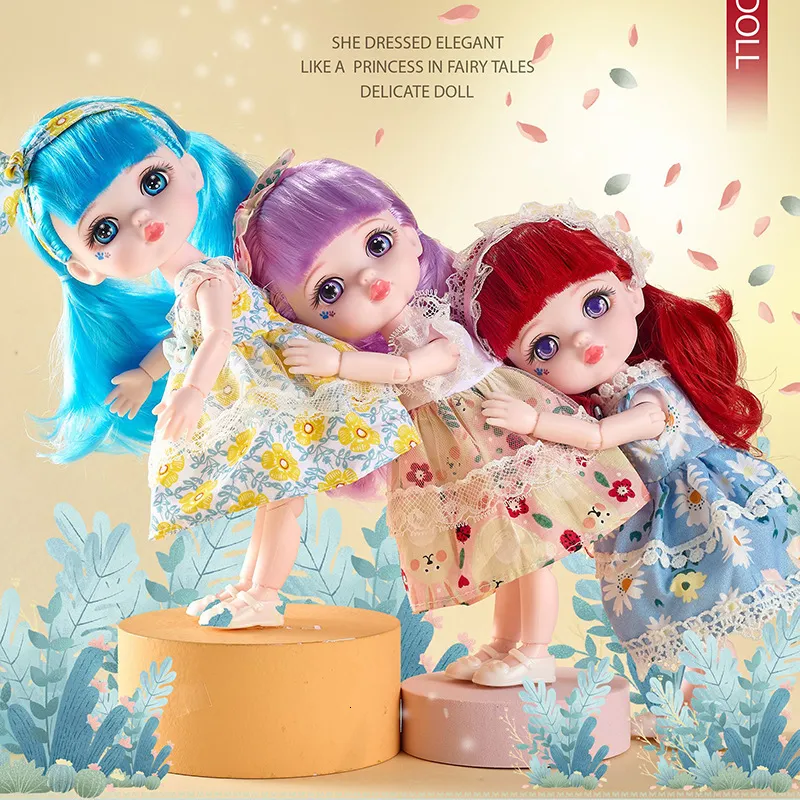 Bambole 24cm Giocattoli per bambole per bambini 1/8 BJD con bulbo oculare colorato Trucco squisito Abiti di moda Bambole da vestire fai-da-te per ragazze Regalo 230210