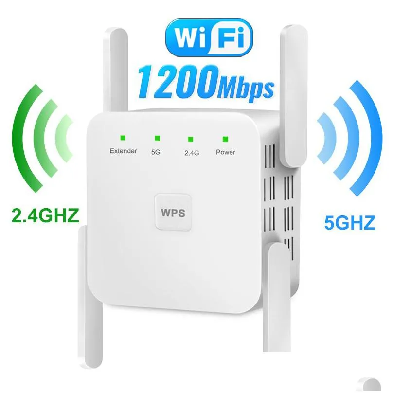 Roteadores 5GHz WIRELESS WIFI REPETADOR 1200 Mbps Booster 2.4g amplificador de sinal de longo alcance 5G 221019 Drop Delivery Comput Dhmq7