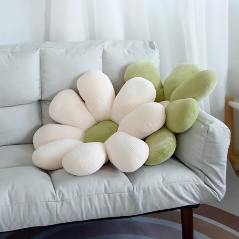 Coussin décoratif oreiller Ins Daisy jeter oreiller fleur moelleux canapé oreillers chaise de bureau coussin chambre doux élastique coussin de sol salon décor Almohada 230210