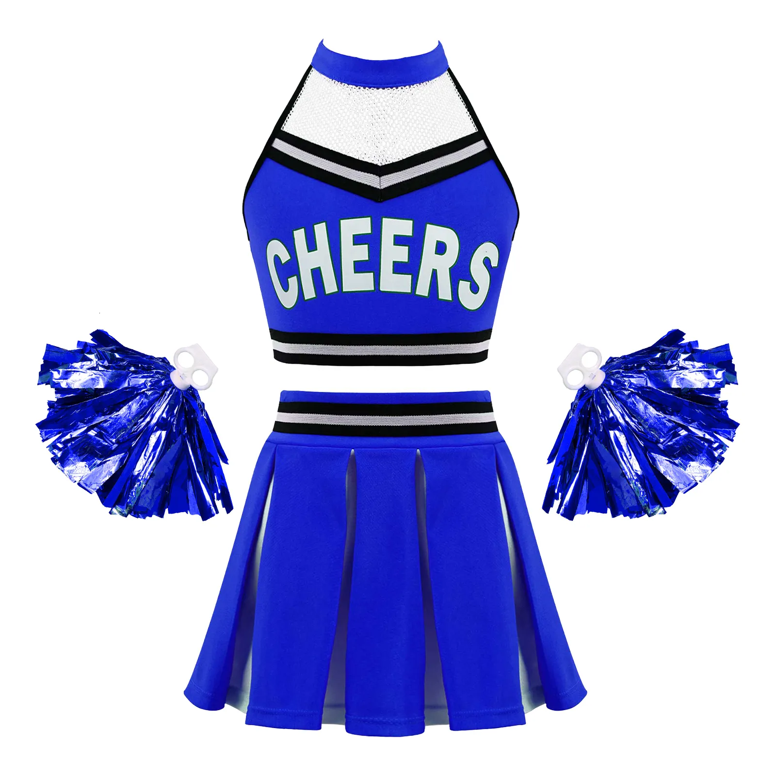 Cheerleading Kids School Girls Uniforme de pom-pom girl Costumes de Cosplay Ensembles pour fête à thème Cheer Leader Performance sur scène Tenues de danse 230210