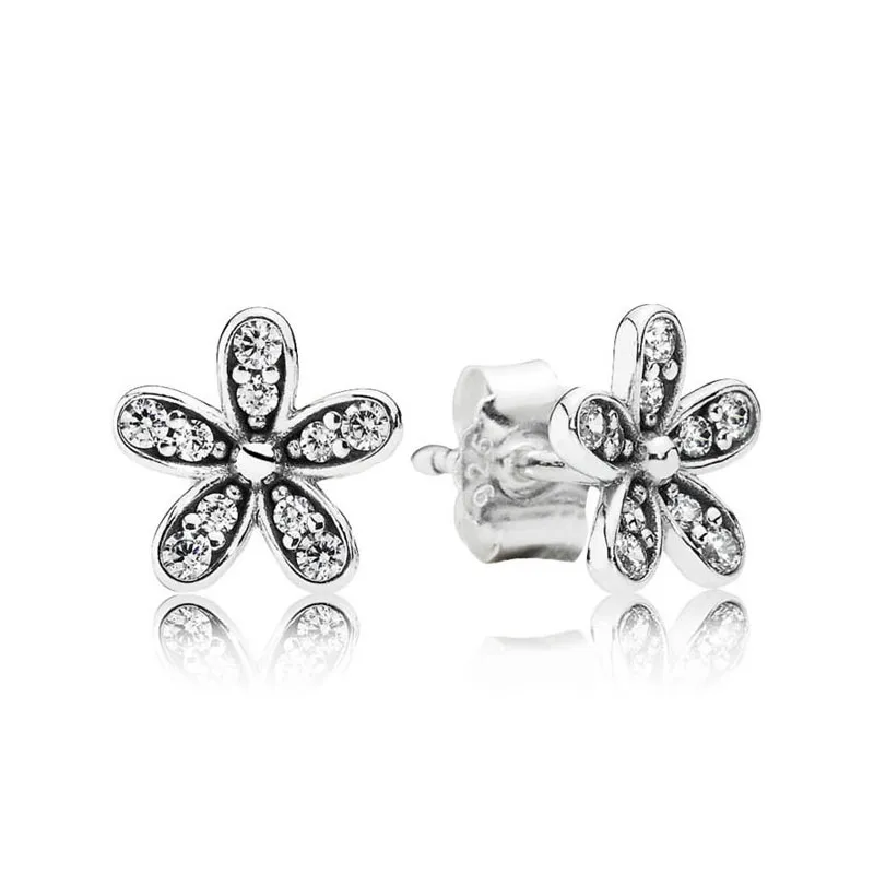 Echte sterling zilveren oogverblindende madeliefjes Flower Stud Earring voor Pandora CZ Diamond bruiloft sieraden voor vrouwelijke meisjes met originele doos vriendin geschenk oorbellen set