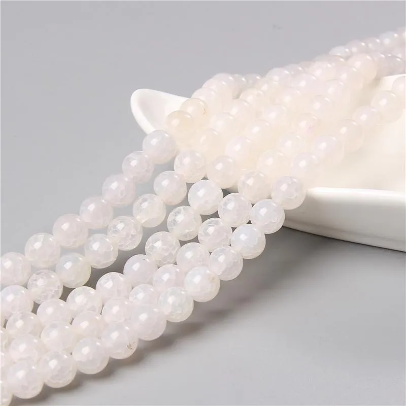 Beads Other Natural Stone White Fire Dragon Veins Agates Round Loose DIY 6 8 10 MM Pick Size For Jewelry Making Accessries WholesaleOther