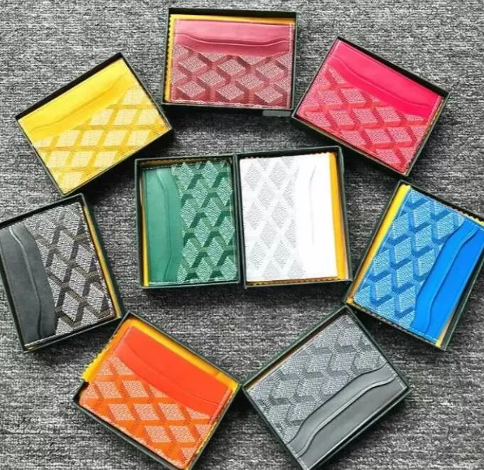Luxury Designer Fashion Card Holders 5 card slots Womens men Purses With Box purse Double sided Credit Cards Coin Mini Wallets 2 shape 12 colors G50117
