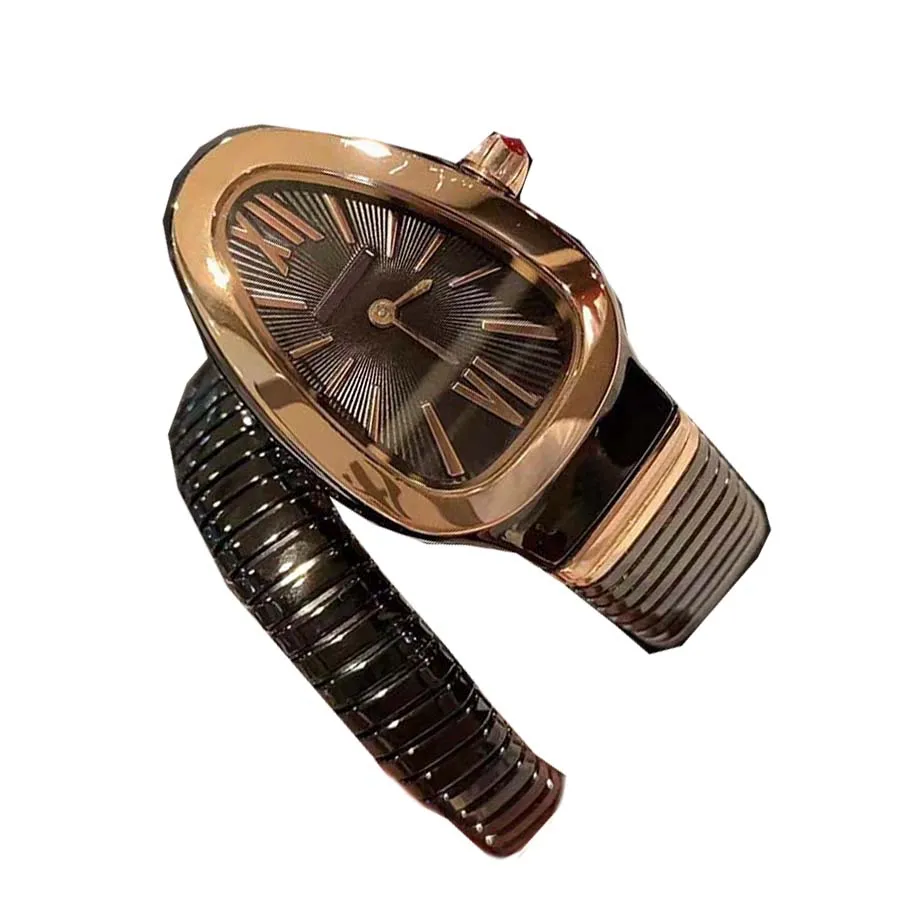 Luxus Dame Armband Frauen Uhr Gold Schlange Armbanduhren Top Marke Diamant Edelstahl Band Damen Uhren für Damen Christma2640