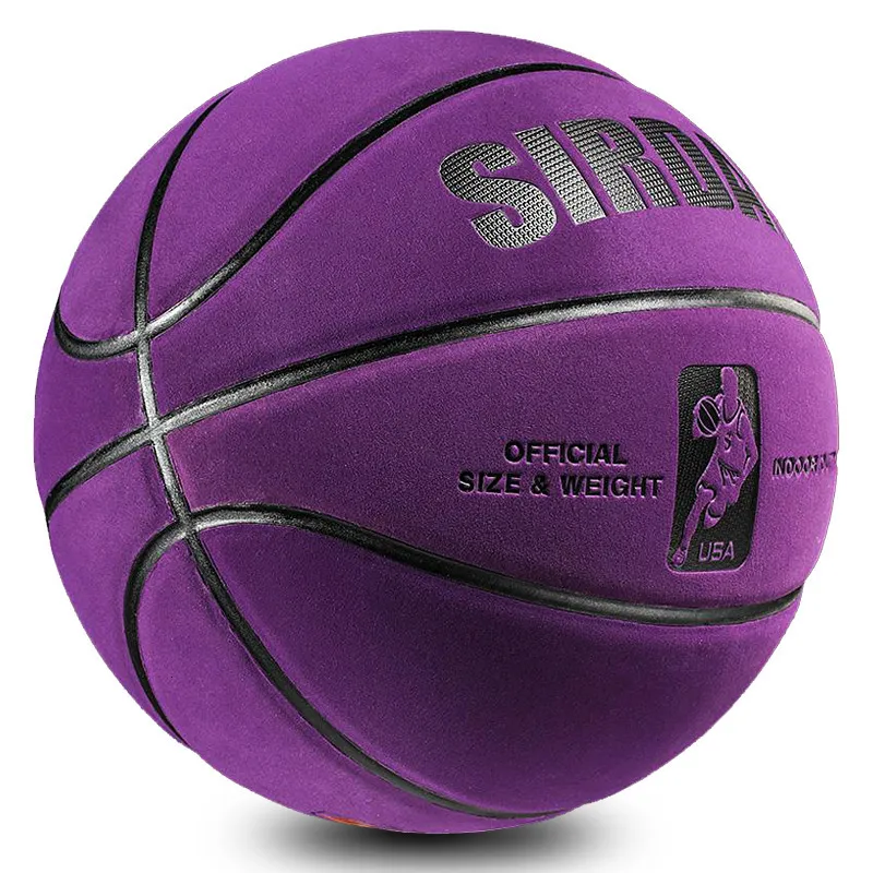 Bollar Mjuk mikrofiberbasketboll storlek 7 Slitbeständig Anti-halk Vattentät utomhus inomhus Professionell basketboll Lila 230210