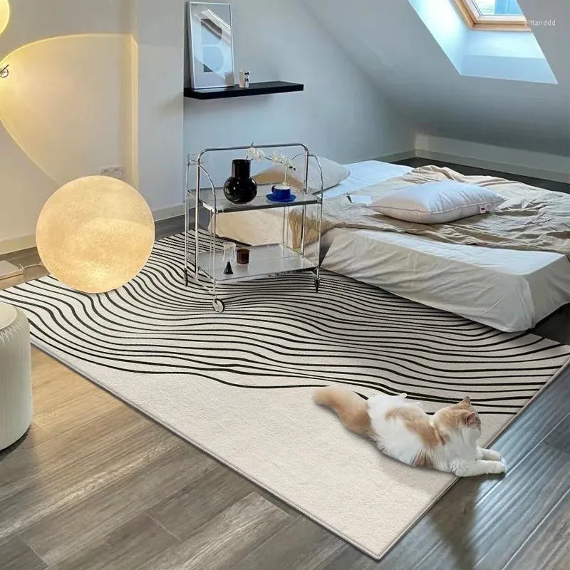 Tenda Nordic Soggiorno Tappeto Homestay El Tappeti decorativi Guardaroba Camera da letto Addensare Tappeto Bagno in bianco e nero Tappetino antiscivolo