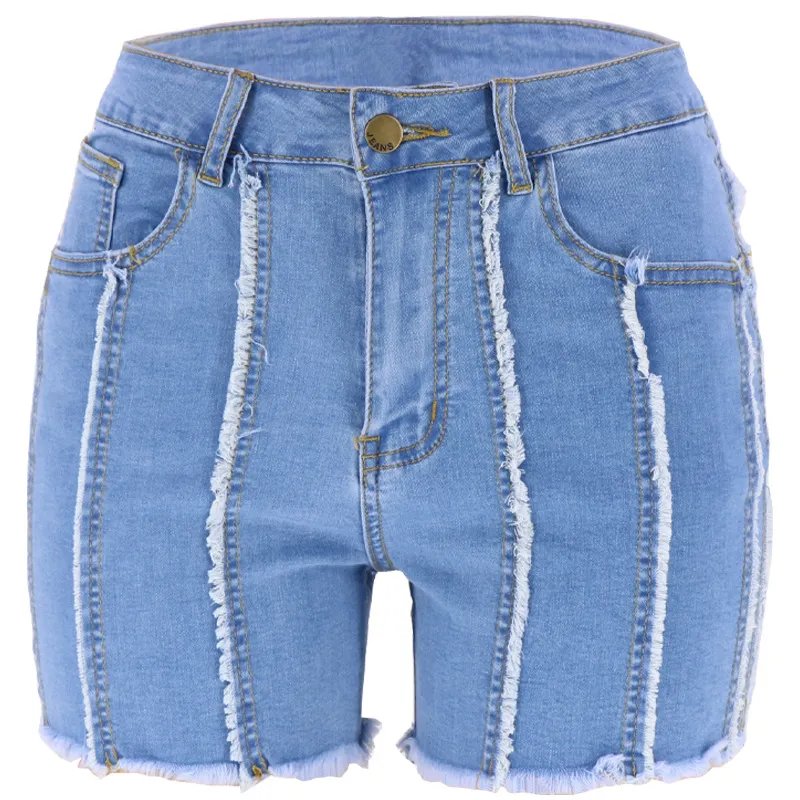 Jeans Summer Shorts Losse broek Donkere hoge taille Zwart Stitching Shorts Temperamentforens Skinny Jeans DK032