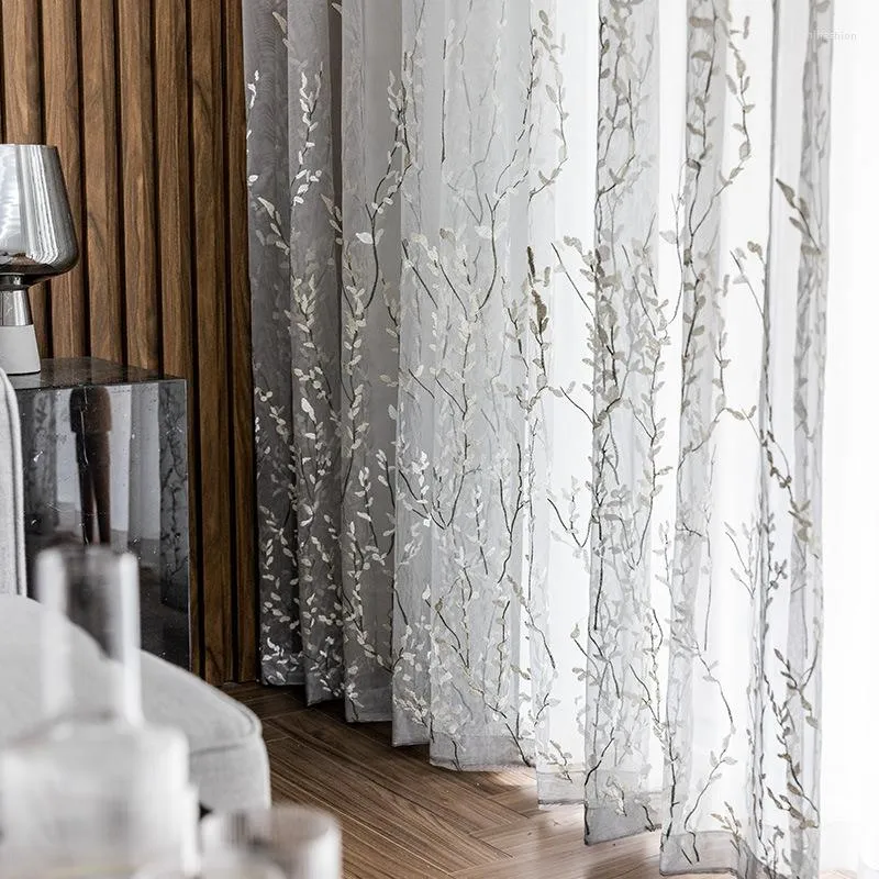 Gordijn witte tule gordijnen voor woonkamer eetkamer slaapkamer geborduurde Chinese raamschermen keuken