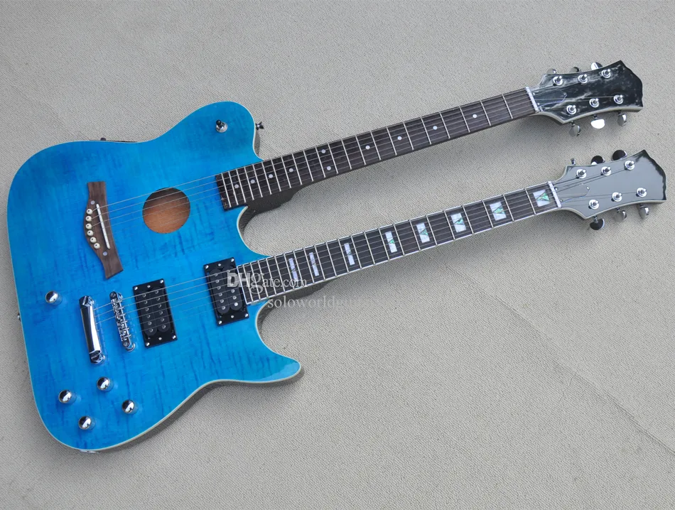 Double Neck Blue Body 6 Strings Electric Guitar With... From ...