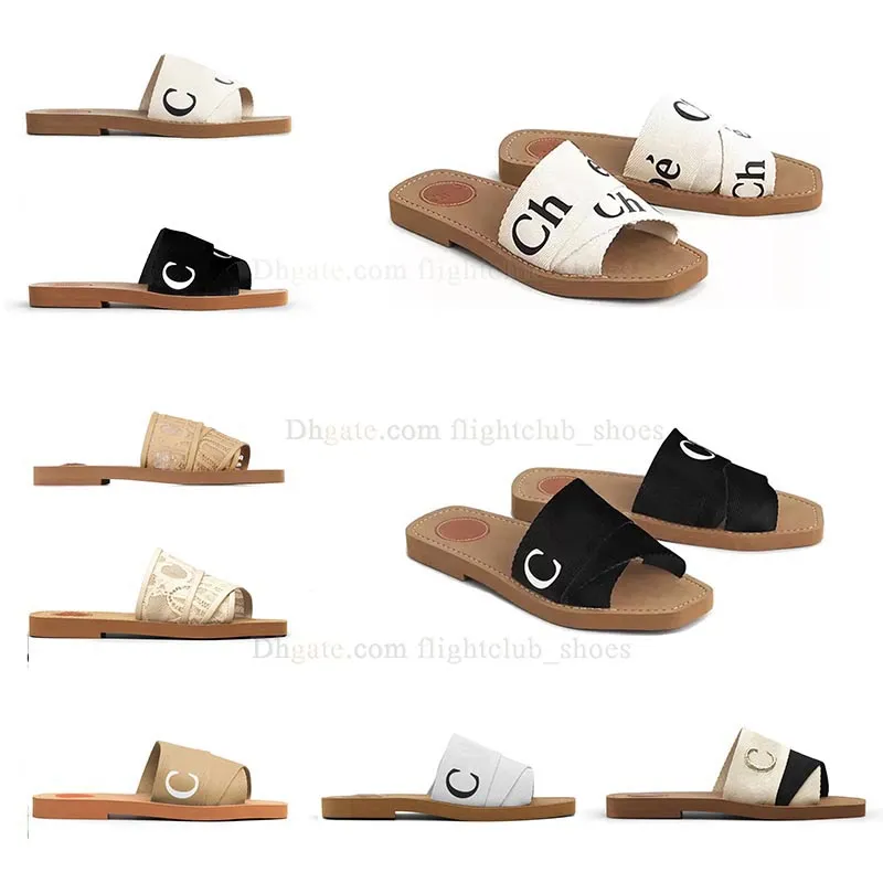 2023 Top Sandálias Chinelos Chinelos Woody para Mulheres Planas Slides Branco Preto Rosa Luz Azul Marrom Deslizou Mulheres Verão Moda Interior Sapatos Ao Ar Livre EUR35-42