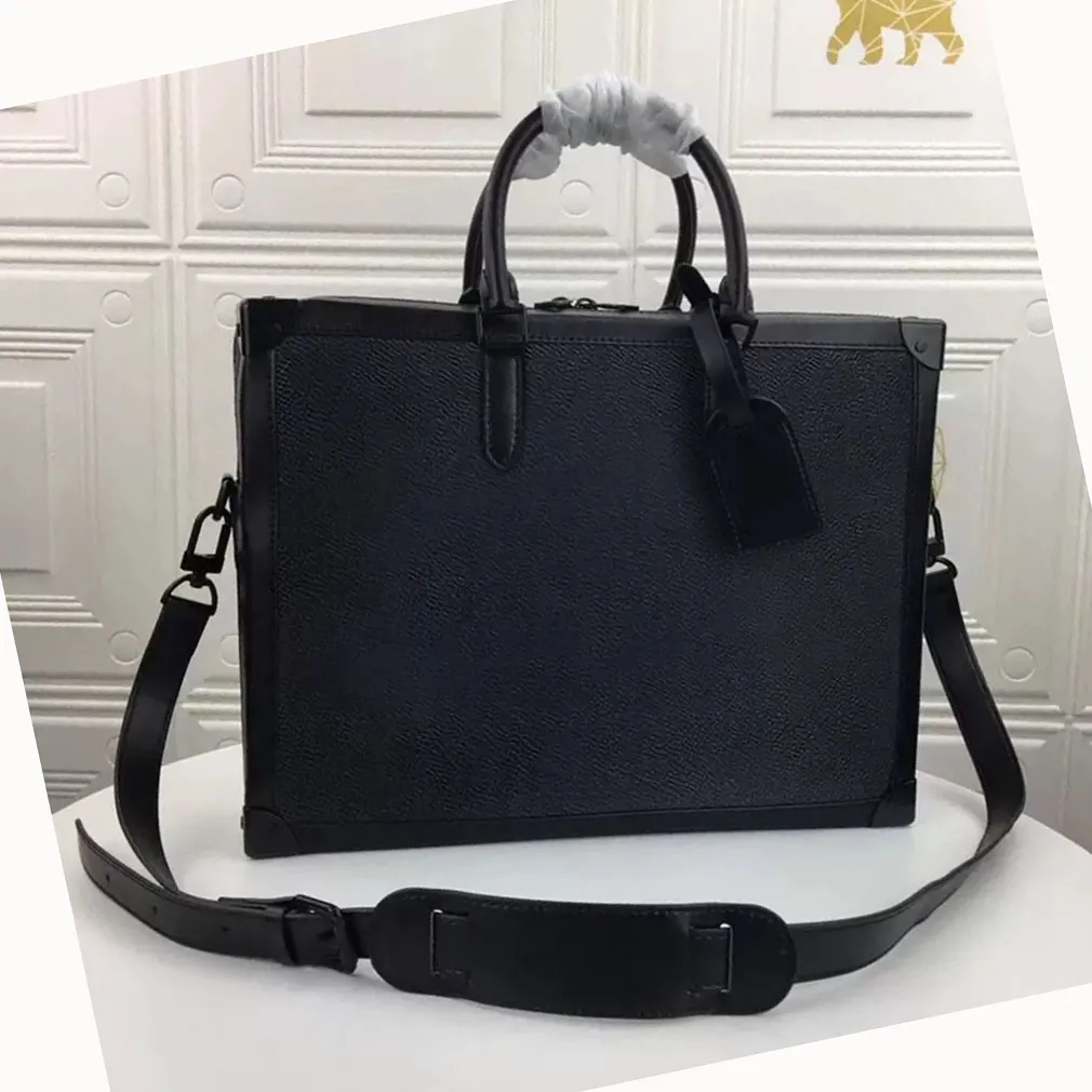 Luxurys Aktentaschen Leder Box Reißverschluss Aktentasche Männer Schulter Handtasche Laptop Computer Totes Portfolio Umhängetaschen Briefträgertasche