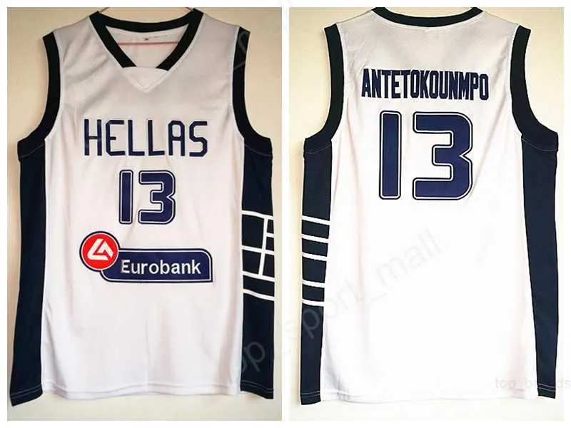 Griechenland Hellas College-Trikots The Alphabet Basketball Giannis Antetokounmpo Jersey 13 Männer Weiß Team Sport Atmungsaktive Uniform Niedriger Preis