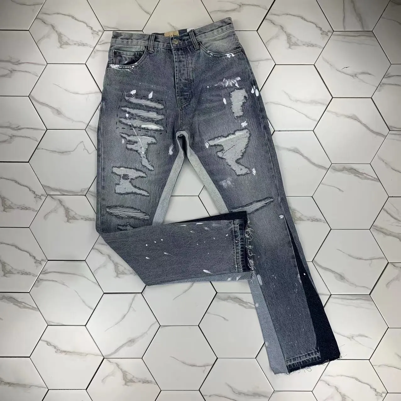 Mens jeans black cargo pants Designer skinny stickers light wash ripped motorcycle rock revival joggers true religions Casual Elastic Trousers Denim