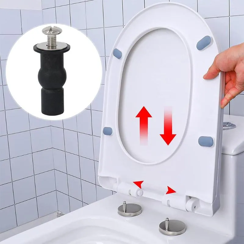 Toilet Seat Covers 2 Pack Rubber Bungs Washer Screws Hinges Expanding Top Nuts Fixings WC Blind Hole For Standard Seats