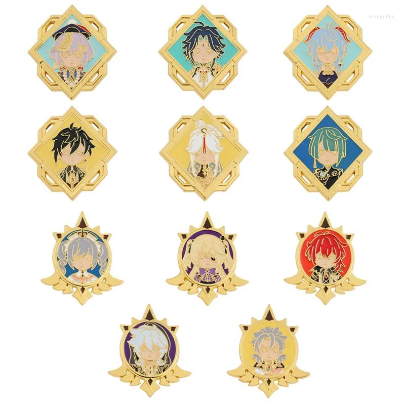 Brooches Genshin Impact Character Badges Game Moonlight Liyue Brooch Cartoon Ganyu Xiao Razor Zhongli Qiqi Diluc Enamel Pins Jewelry