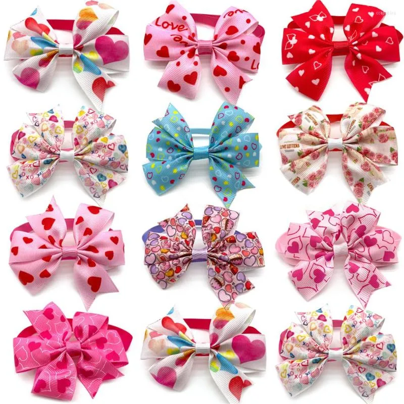 Dog Apparel 30/50pcs Pet Small Pink Bow Ties Bowties Valentine's Day Adjustable Neckties Supplies Fashion Bows
