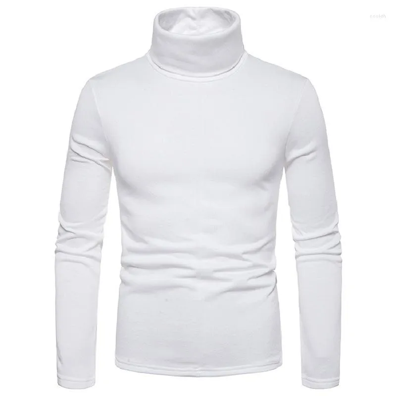 Suéteres masculinos 2023 Mens Autumn Turleneck Pullover suéter de cor sólida trecho fino fino de manga longa camiseta homens camaradas roupas My235