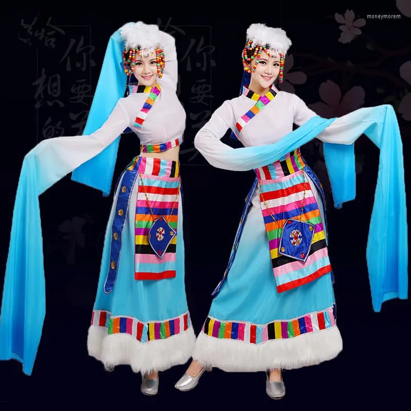 Stage Wear Blue China Traditional Clothing For Women Chinese National Dance Costumes Mongolian Clothes Minority