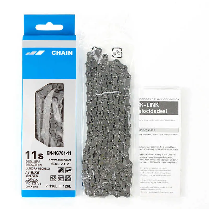Bike Chains Deore XTH XTR CN-HG601 HG701 HG901 Road MTB Bicycle Chain 11 Speed ​​116 met snelle links voor 5800 6800 M7000 M8000 R8000 0210