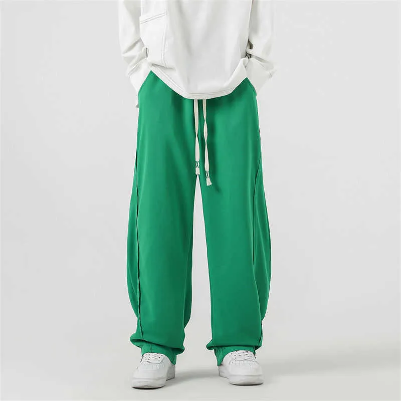 Men's Pants Fashion Trend Sports Casual Loose Elastic Waist Joggers Sweatpants Hip Hop Style Homme Green/black Trousers Y2302