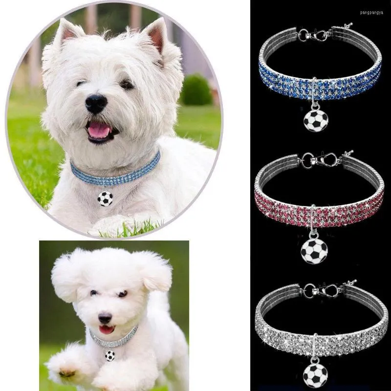 Colliers pour chiens, série football, collier pour animaux de compagnie et chats, 3 couleurs, collier en diamant