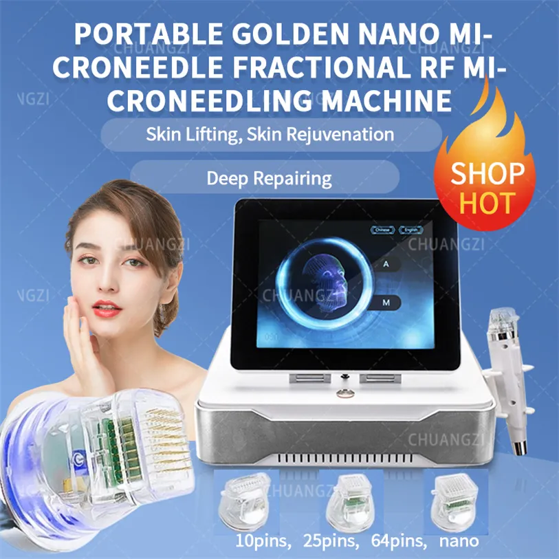 RF Equipment Fractional Portable Gold Microneedling Microneedle Therapy System Fractional Face Treatment