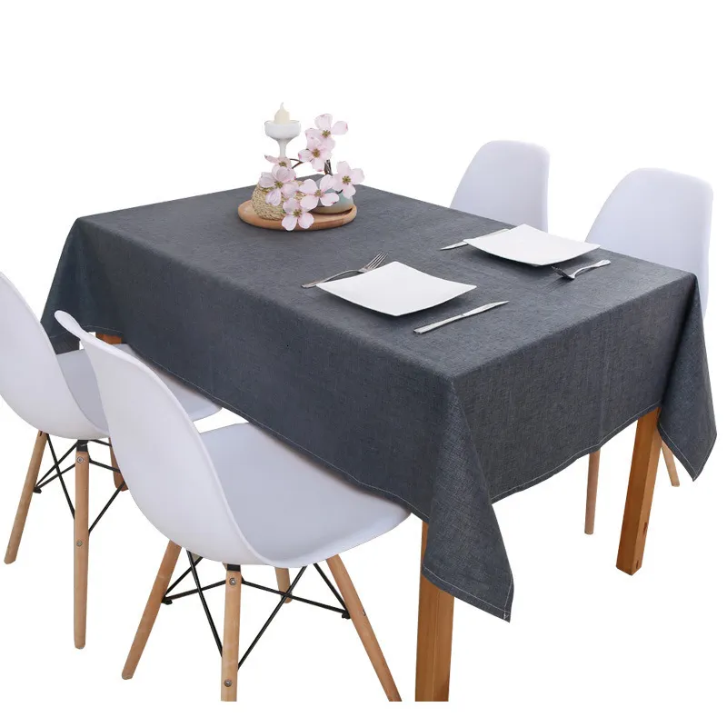 テーブルクロスリネンテーブルクロスキッチンテーブルマルチカラーソリッド装飾防水オイルプルーフ厚い長方形のテーブルカバーティーテーブル布230210