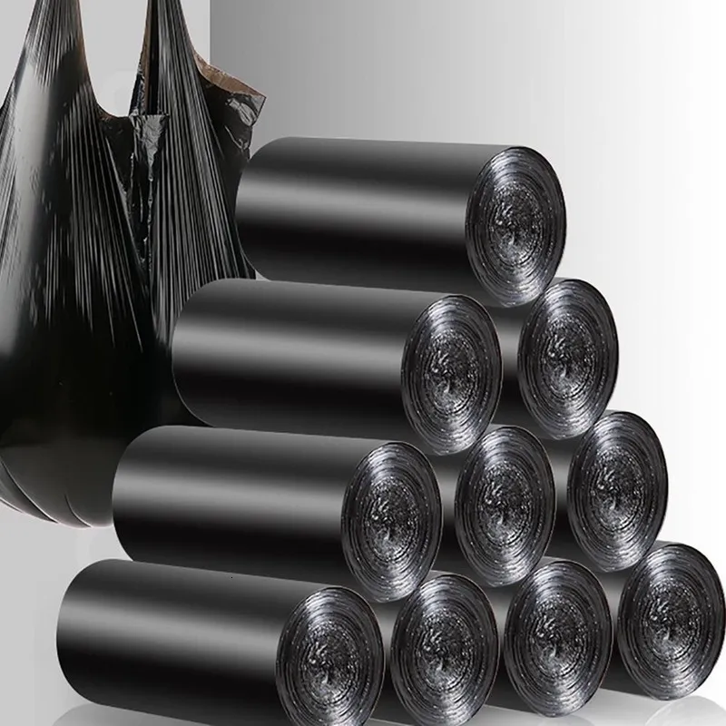 Torby na śmieci 5rolls100pcs duże worki na śmieci czarne zagęszczane jednorazowe odpady środowiskowe Prywatna plastikowe torby na śmieci 43x63cm 230210