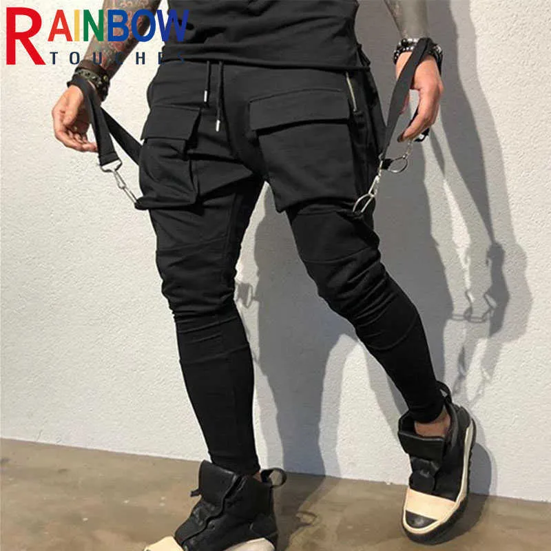 Pantalones de hombre Rainbowtouches Sports Men Stretch Tights Absorbente de sudor y transpirable Fitness Casual Multi Pocket Stitching Cargo Mens Y2302