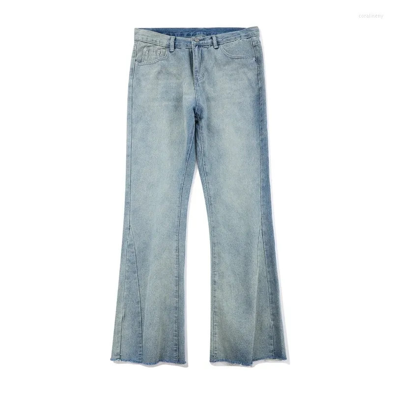 Jean homme printemps et été ample Hip Hop pantalon large jambe homme bouton couleur unie poche Denim pantalon cloche