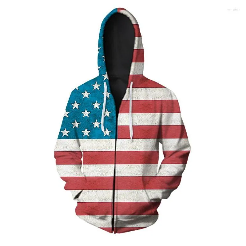 Hommes Hoodies USA Amérique Imprimer Zipper Sweats À Capuche Hommes Femmes 2023 Mode Casual 3D Hip Hop Streetwear À Capuche Survêtement