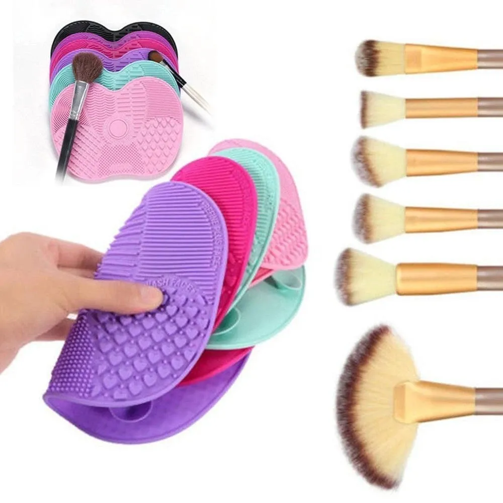 Tapis de nettoyage de brosse de maquillage, tapis de brosse de maquillage  pliable Tampon de nettoyage en silicone souple Outil de lavage de brosse