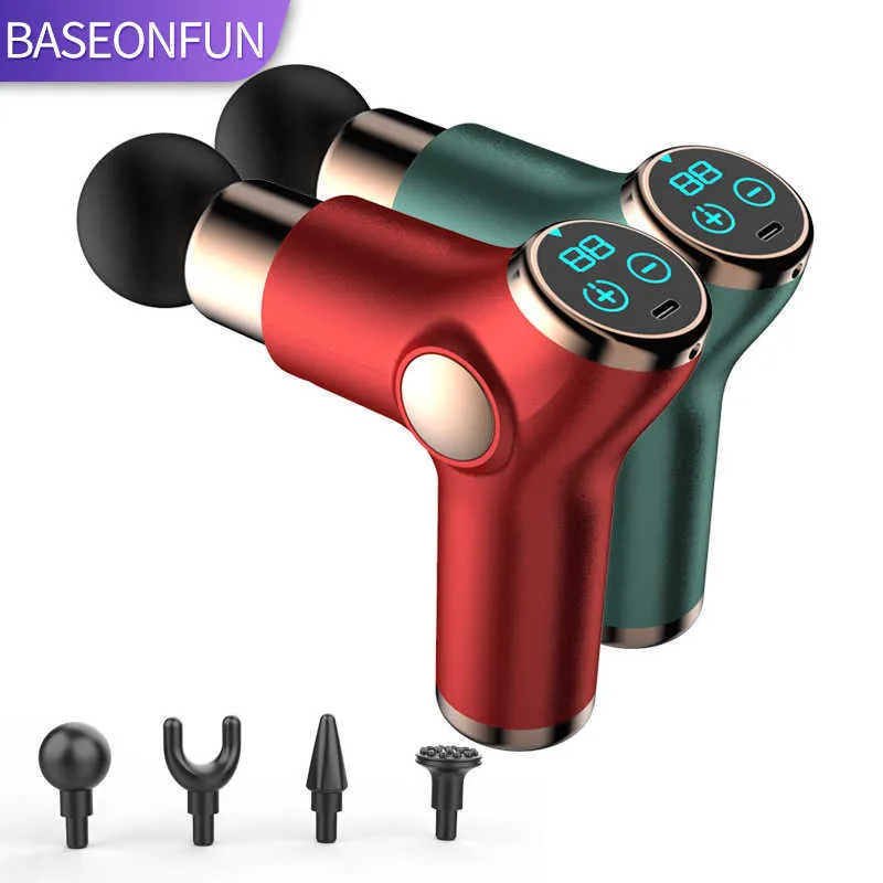 BASEONFUN Portable LCD Display Deep Muscle Electric Massage Pain Relieving Body Relaxation Neck Shoulder Fascia Gun 0209