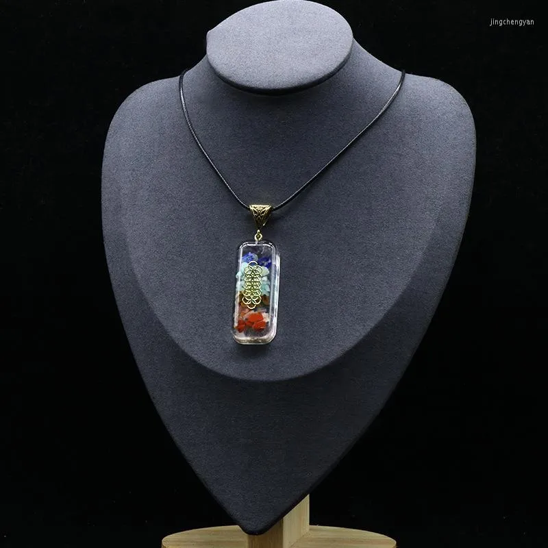 Collane con ciondolo 6 PZ 50 20mm Sette Chakra Orgone Power Collana Pendenti Reiki Orgonite Energia Pendolo Gioielli in pietra di cristallo naturale