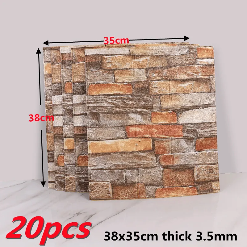 Wallpapers 20 stcs 3d muur sticker behang woonkamer slaapkamer tv achtergrond decor xpe schuim waterdichte wandsticker zelfklevende bakstenen sticker 230209