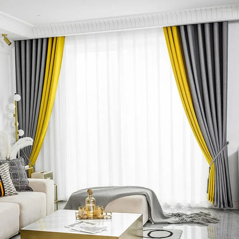 Gardin enkla moderna blackout isolering gardiner för vardagsrum sovrum förtjockad fast färg el middag draperier