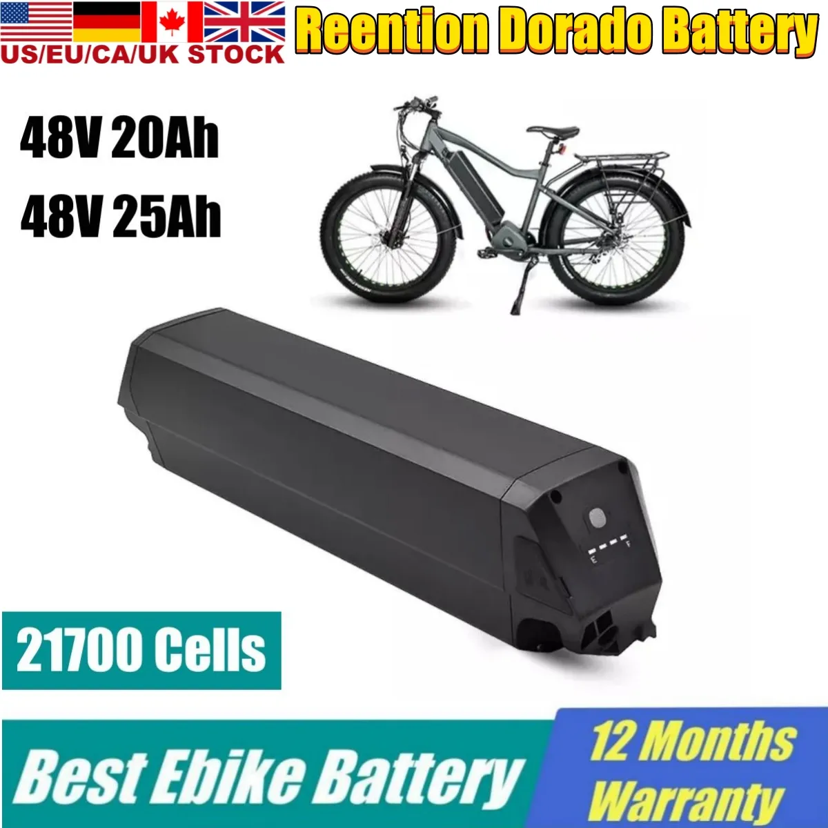 Reetion dorado 21700 batteria ebike 48v 20Ah 25ah dorado plus max 48 volt 13ah 17.5ah 21ah per batteria bicicletta elettrica ncm mosca 250W 750W 1000W 1500W