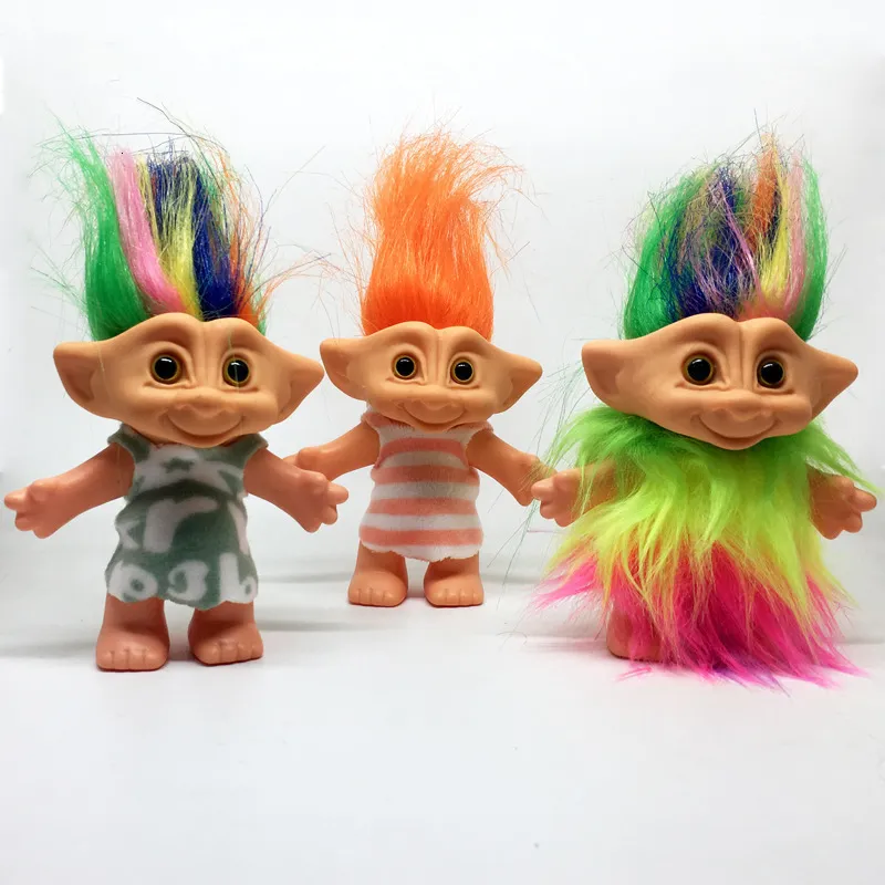 Dolls 8Styles Anime Action Figure Colorful Hair Kawaii Familjemedlemmar Troll Magic Doll Toys for Children Nostalgic Adult 230210