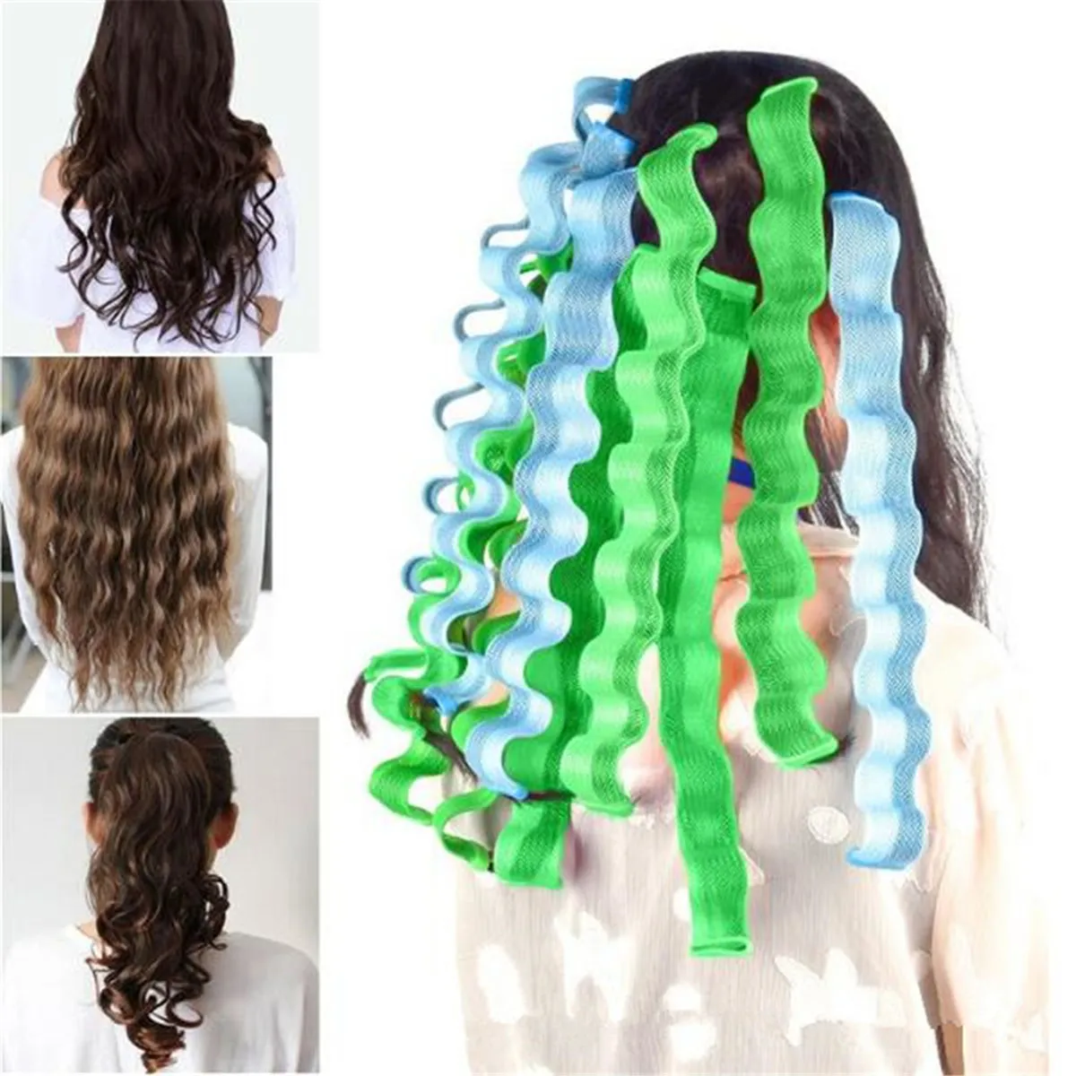 12 stücke Heatless Lockenwickler Keine Wärme Lockenwickler Weiche Locken Curling Stange Roller Sticks Dauerwelle Stangen Wellenformer Haar Styling werkzeuge